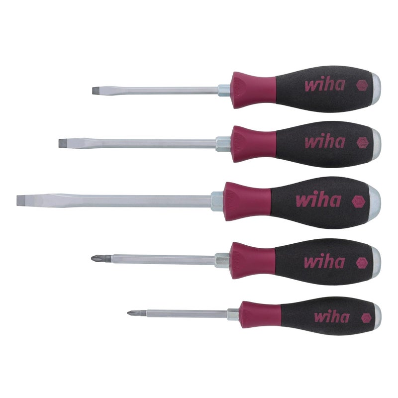 Wiha 53390 Screwdrivers, Slotted and Phillips, Extra Heavy Duty, Non-Slip Grip, 5 Piece , Black , full size - Image 2